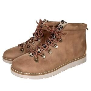 Bobs Alpine MT Gato Chukka Boots Womens 7.5 Tan Lace Up Hiking Utility Skechers